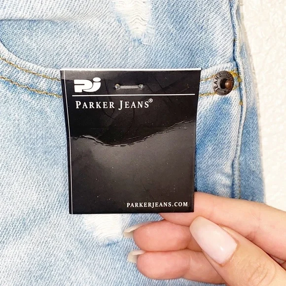 Parker Jeans Light Wash Distressed 100% Algodon High Rise Wide Leg Jeans - Picture 7 of 12